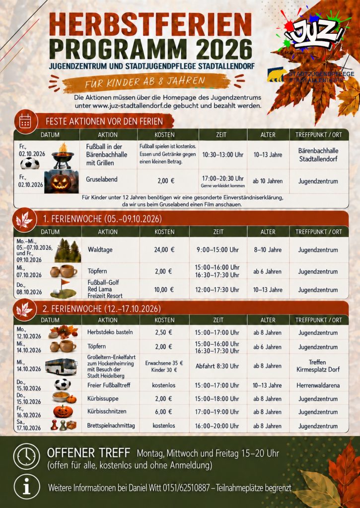 02.10.2026 Herbstferienprogramm 2026 - Fußball und Grillen